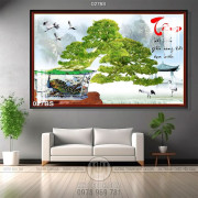 Tranh bonsai 3d nghệ thuật chữ tâm