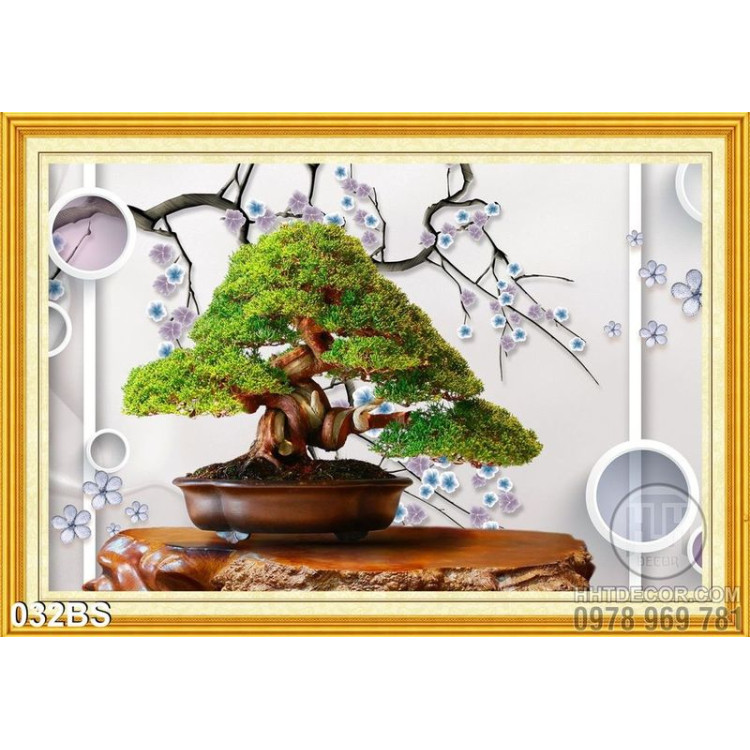 Tranh bonsai khổ ngang nghệ thuật psd