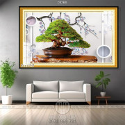 Tranh bonsai khổ ngang nghệ thuật psd