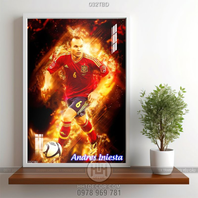 Tranh cầu thủ Andres Iniesta