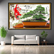 Tranh bonsai chữ phúc 3d