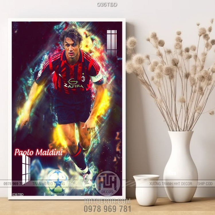 Tranh cầu thủ đá bóng Paolo Maldini