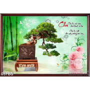 Tranh bonsai ấn tượng chữ cha