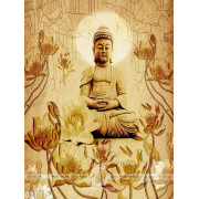 Tranh trúc chỉ hoa sen Đức Phật