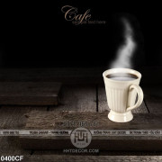 Tranh ly cà phê lớn trên chiếc bàn gỗ mun 3d