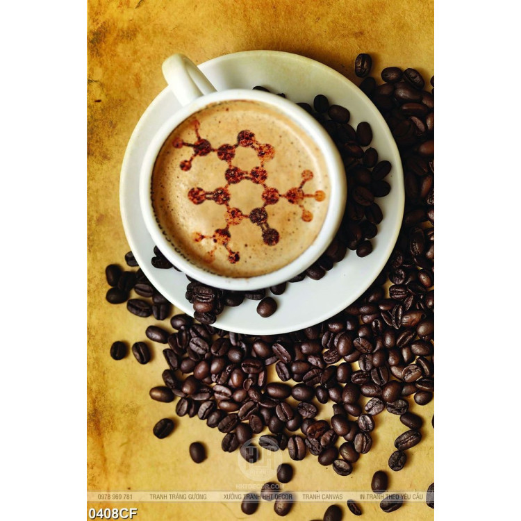 Tranh ly cà phê cappuccino chụp từ trên cao xuống