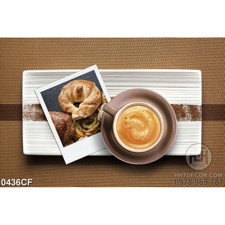 Tranh tách cà phê cappuccino bên bức hình