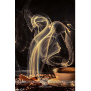 Tranh làn khói hương cà phê trong màn đêm in uv