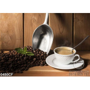 Tranh tách cppuccino nóng bên những hạt cà phê