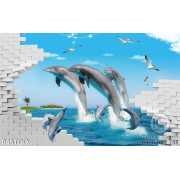 Tranh Đại Dương, cá heo 3D trang trí 