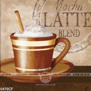 Tranh ly matcha hương vị cà phê in trên logo 