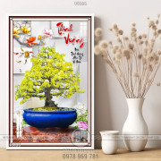 Tranh bonsai hoa mai thịnh vượn 3d