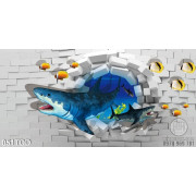 Tranh Đại Dương, cá heo 3D dán tường nghệ thuật
