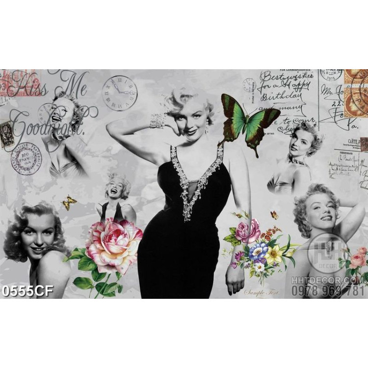 Tranh mỹ nữ trên tường quán cà phê