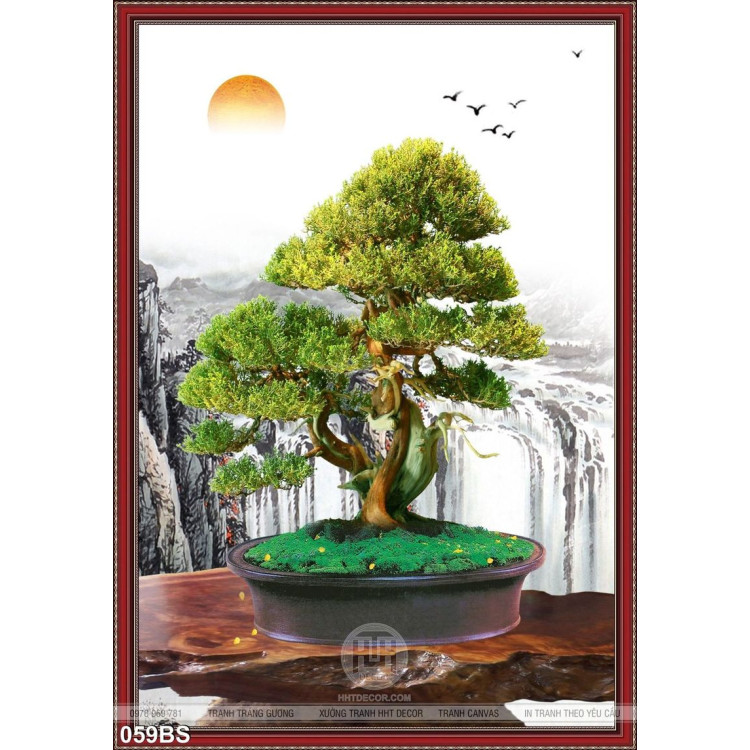 Tranh bonsai in gạch đẹp