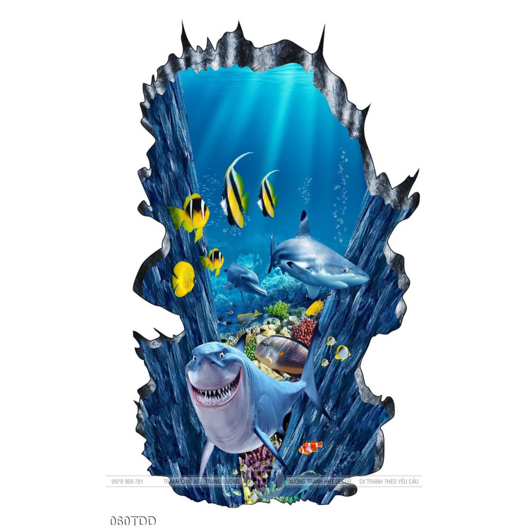 Tranh Đại Dương, cá heo 3D in gạch