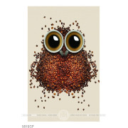 Tranh chim cú mèo xếp bằng những hạt cà phê