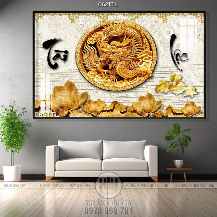 Tranh Tài Lộc, tranh Tết rồng điêu khắc đẹp