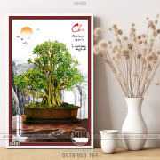 Tranh bonsai gốc đẹp in gạch