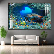 Tranh Đại Dương, cá heo 3D trang trí phòng ngủ