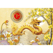 Tranh Tài Lộc, tranh Tết rồng vàng đẹp
