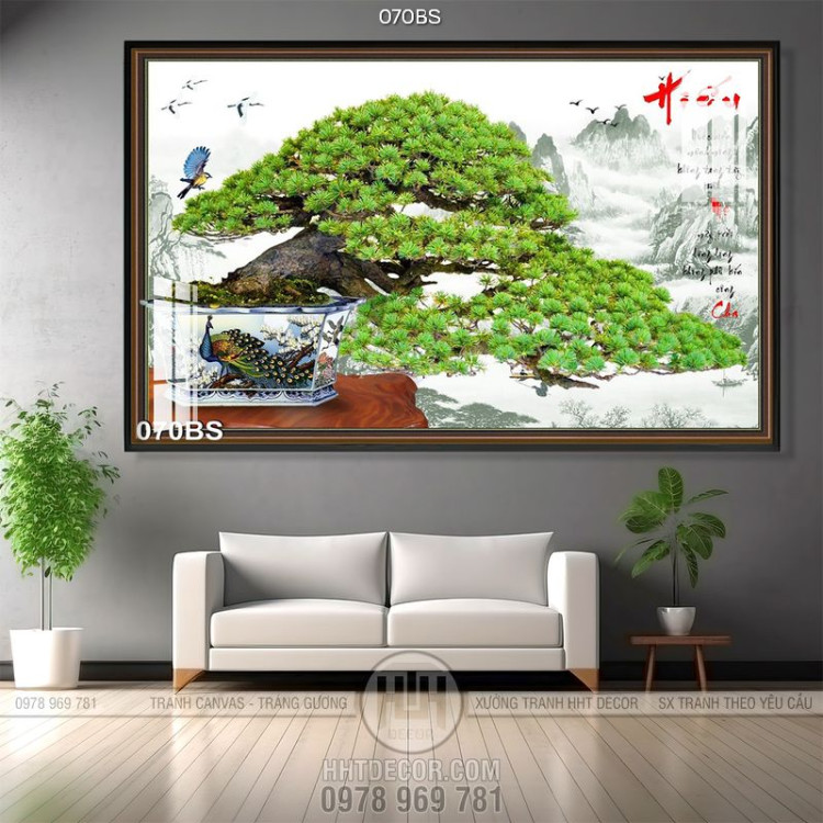 Tranh bonsai lớn chữ hiếu ấn tượng