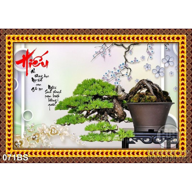 Tranh bonsai nghệ thuật 3d chữ hiếu