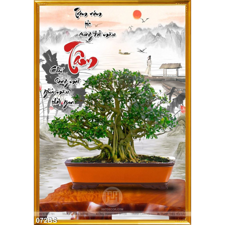 Tranh bonsai chữ tâm độc đáo