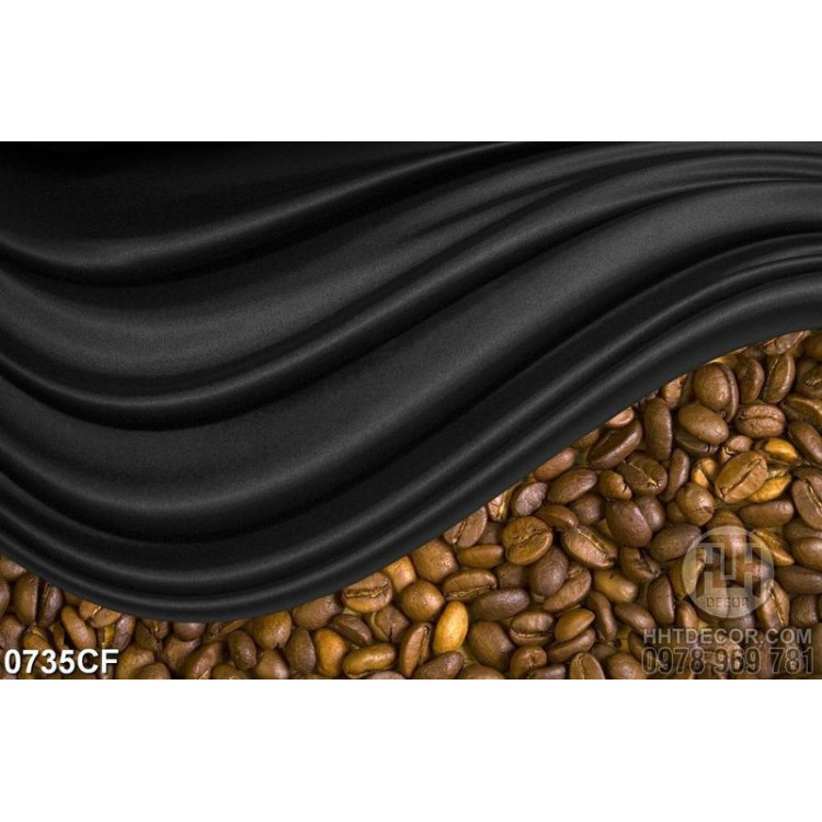 Tranh hạt cà phê bên mãnh vải đen