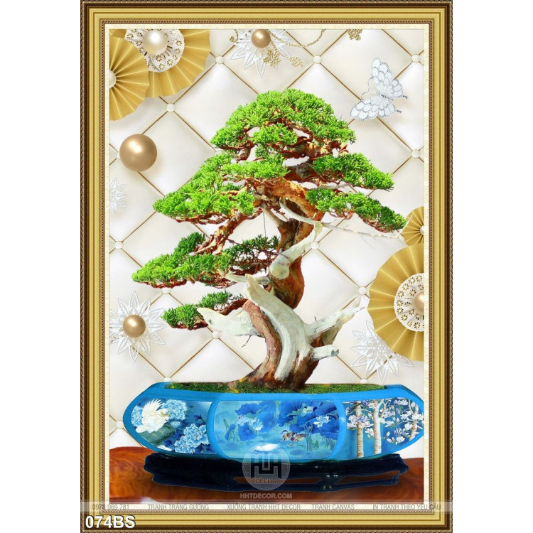Tranh bonsai ấn tượng giả ngọc 3d