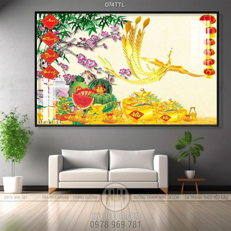 Tranh Tài Lộc, tranh Tết chim Phượng treo tường đẹp
