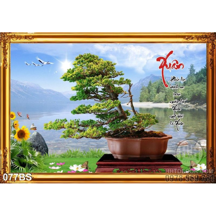 Tranh bonsai nghệ thuật chữ xuân ý nghĩa