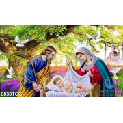 Tranh công giáo gia đình thánh Jesus bên đàn bồ câu