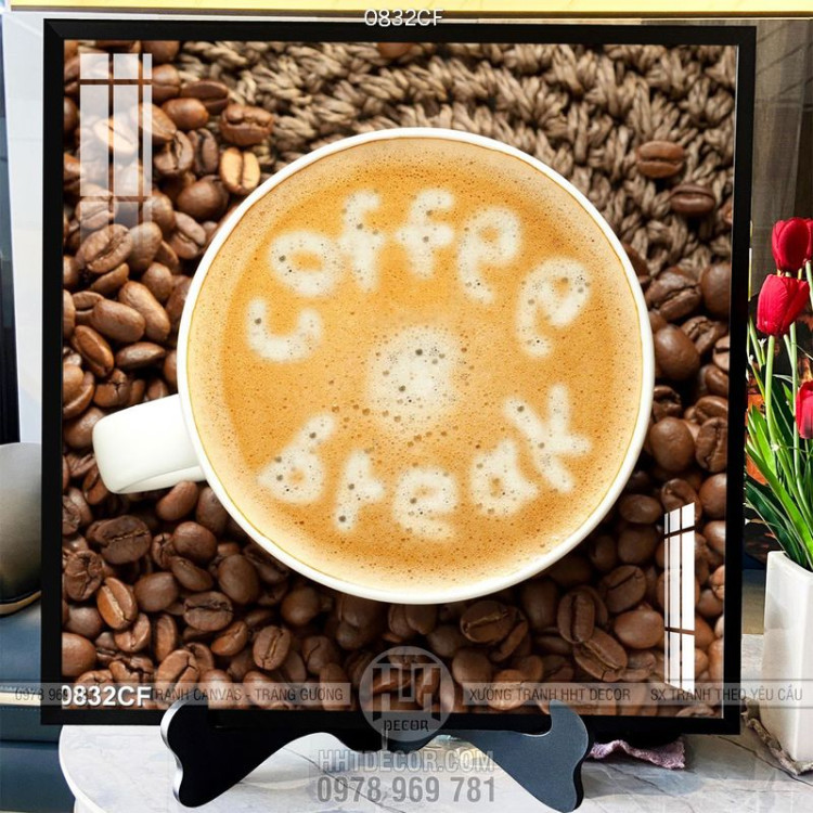 Tranh tách cappuccino in chữ coffee