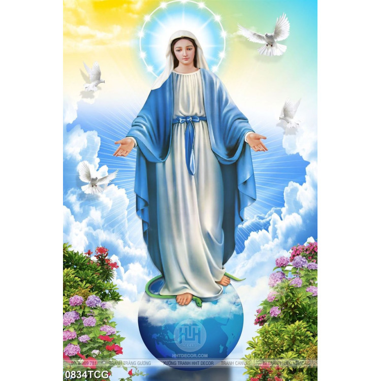 Tranh công giáo đức mẹ Maria ban an lành đến muôn dân