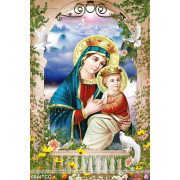 Tranh công giáo đức mẹ Maria bên hài nhi và bồ câu trắng