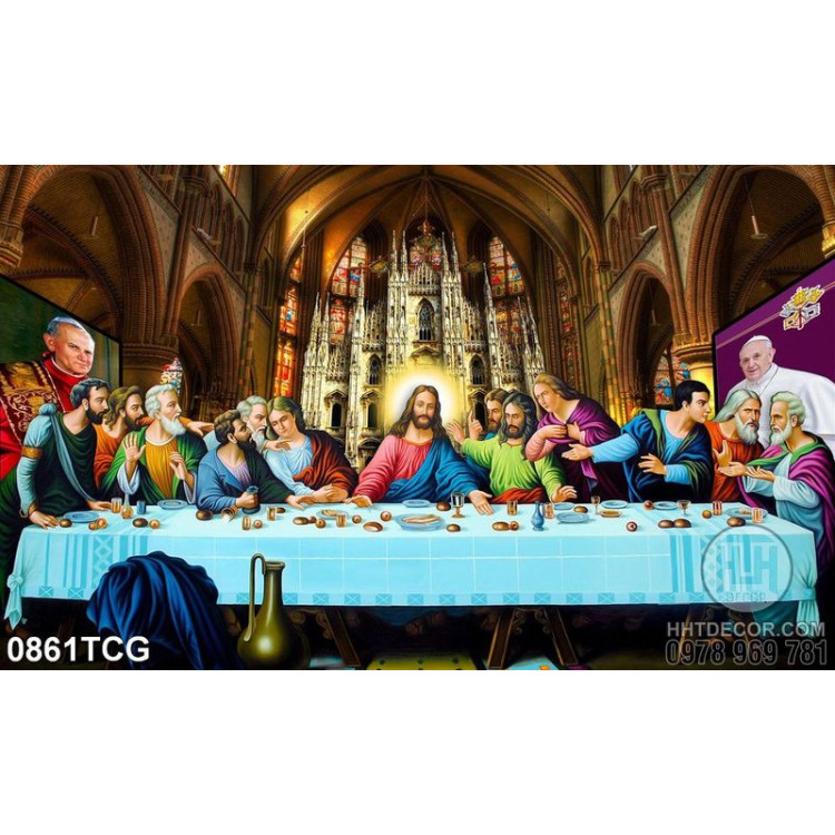 Tranh công giáo dán tường tiệc bàn ly của các đức thánh