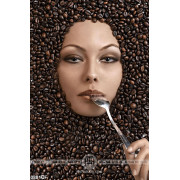 Tranh khuôn mặt mỹ nhân bao phủ đầy hạt cà phê