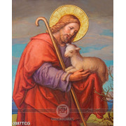 Tranh công giáo đức chúa Jesus bên chú cừu trắng nhỏ bé