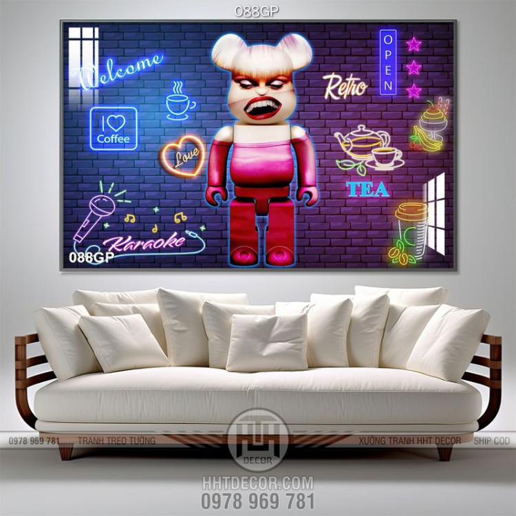 File tranh gấu bearbrick decor trang trí tường đẹp