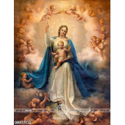 Tranh công giáo đức mẹ Maria và những thiên thần bé nhỏ