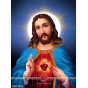 Tranh công giáo trái tim bốc cháy đỏ rực của chúa Giêsu