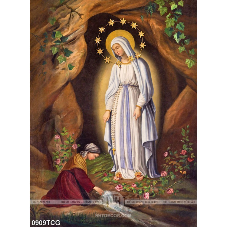 Tranh công giáo con dân cảm ơn đức mẹ Maria đại lượng