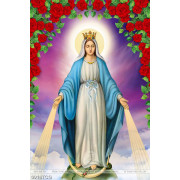 Tranh công giáo hoa hồng và đức mẹ Maria ban phước