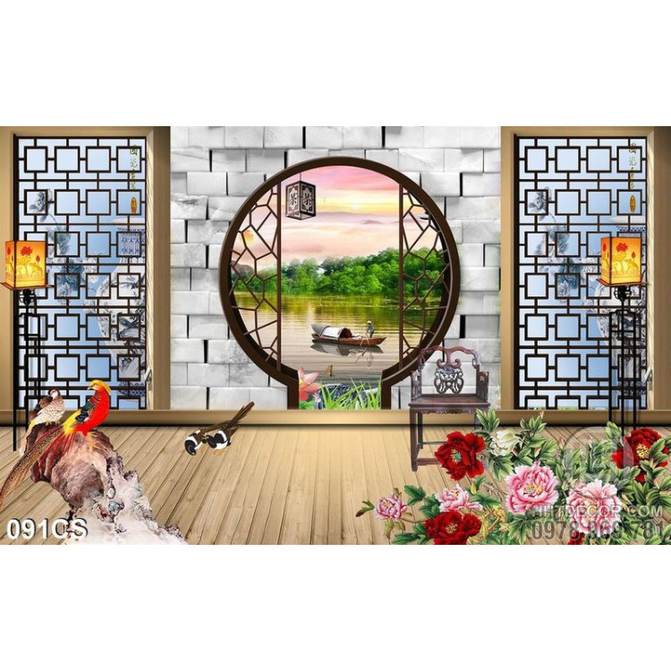Tranh cửa sổ truyền thống trang trí treo tường