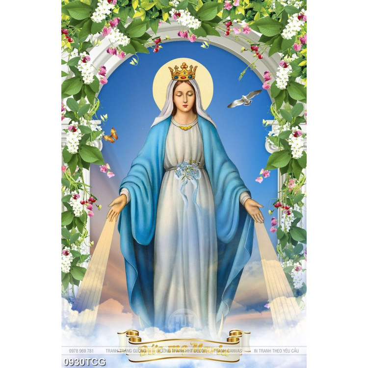 Tranh công giáo đức mẹ Maria ban an lành cho muôn dân