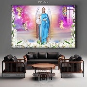 Tranh công giáo những thiên thần bé nhỏ bên đức mẹ Maria