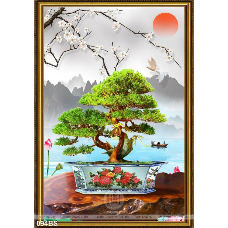 Tranh bonsai đẹp nghệ thuật in uv