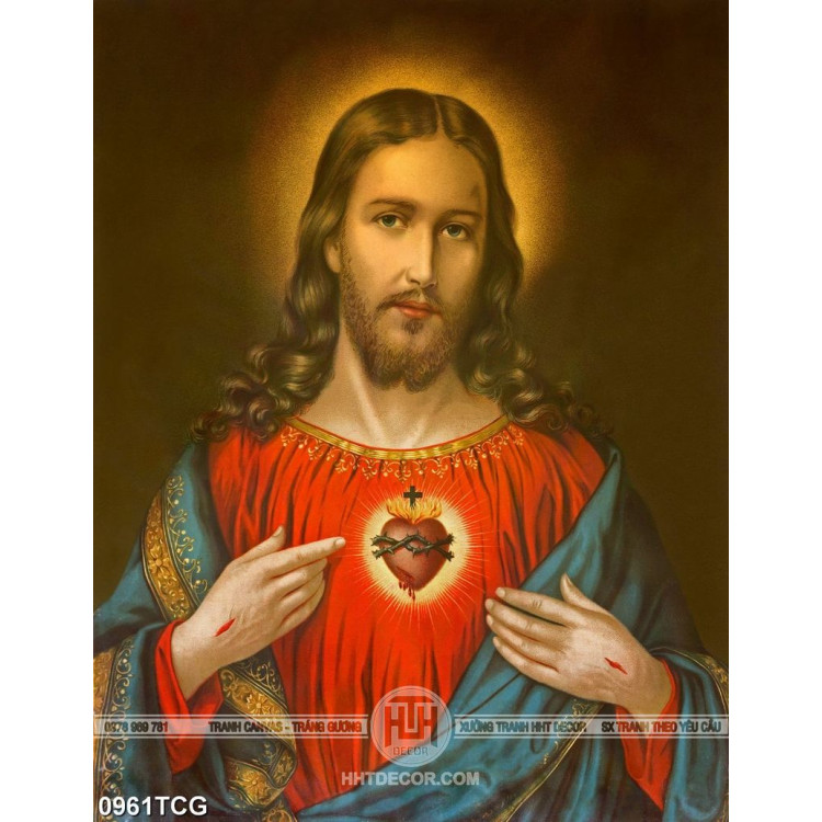Tranh công giáo trái tim đầy thương tích của chúa Giêsu