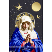 Tranh công giáo 3d đức mẹ Maria cầu nguyện bên ánh trăng
